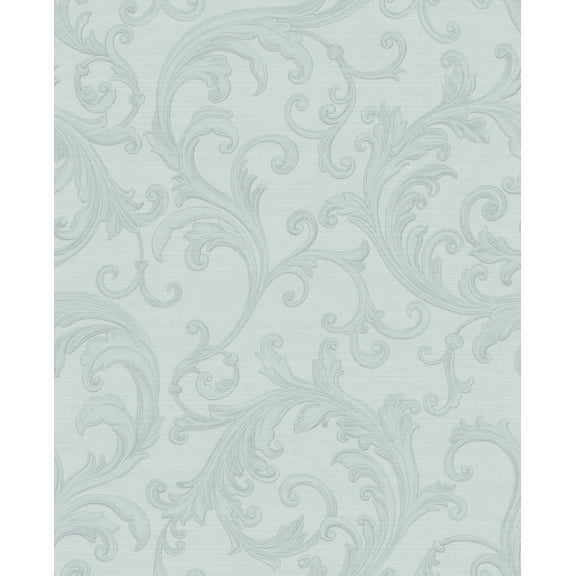 Sirpi Wallcoverings Noemi Light Blue Acanthus Wallpaper, 20.5-in by 33-ft, 56.38 sq. ft.