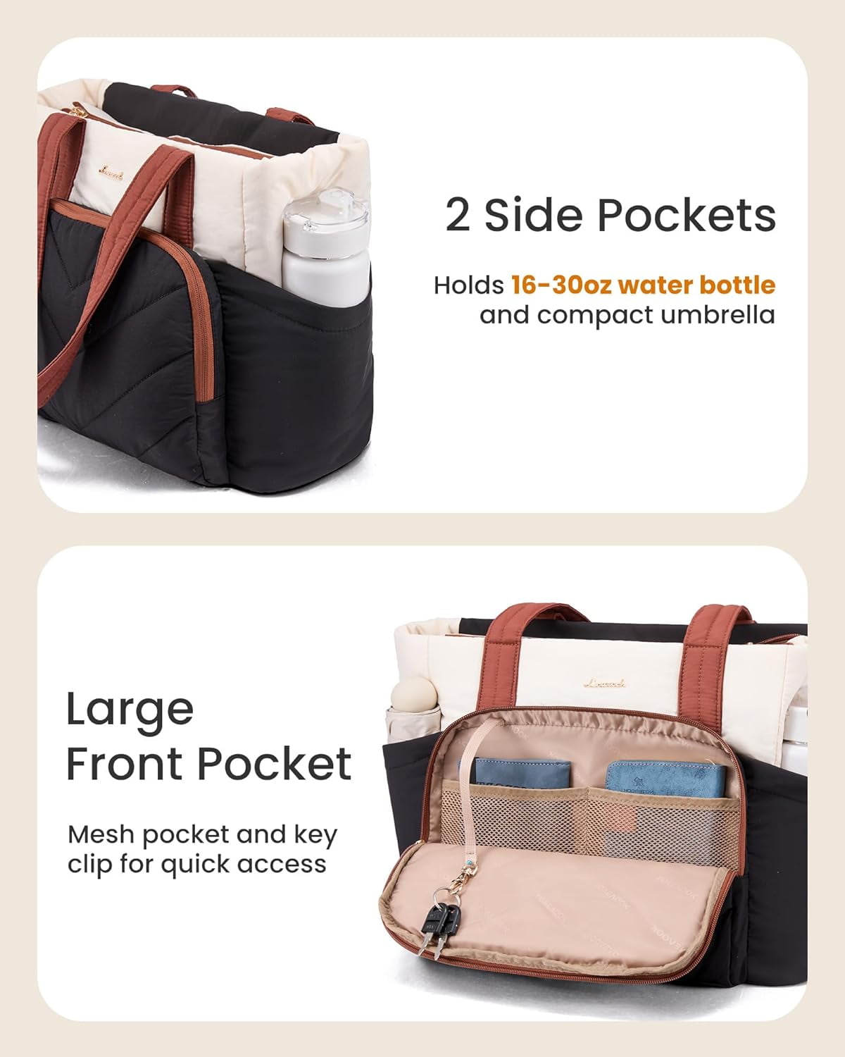 LOVEVOOK Tote Bag for Women, V-Quilted Puffer Tote Bag with Zipper, Large Puffy Shoulder Purse for Work Travel Nurse Teacher