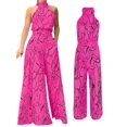thumbnail image 3 of Combinaisons Habillées pour Femmes Soirée Invitée de Mariage Grande Taille Sans Manches Combinaisons Pantalon Grand Long Rose G, 3 of 5