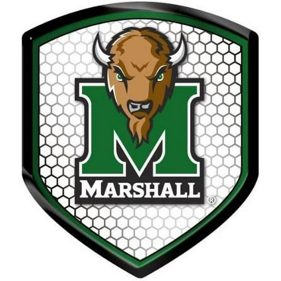 Marshall University Thundering Herd High Intensity Reflector, Shield Shape, Raised Decal Sticker, 2.5x3.5 Inch, Home or Auto, Full Adhesive Backing
