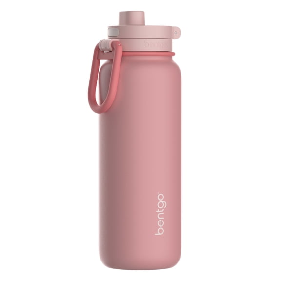 Bentgo Flip 2-in-1 Straw & Chug Leak-Proof Insulated Water Bottle, 24 fl oz (Blushing)