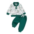 thumbnail image 1 of SUNSIOM Toddler Boys Fall Winter Clothes Long Sleeve Button-Down Lapel Golf Print Tops Pants 2PCS Sets, 1 of 8