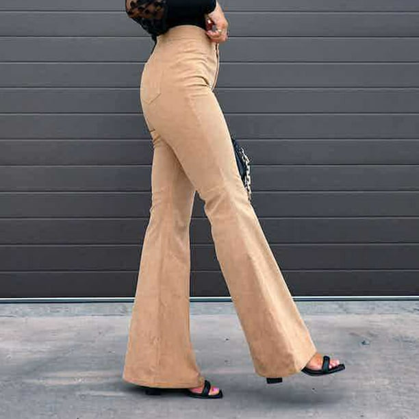 Pantalones Casuales Tiro Alto Pantalones Acampanados De Vestir