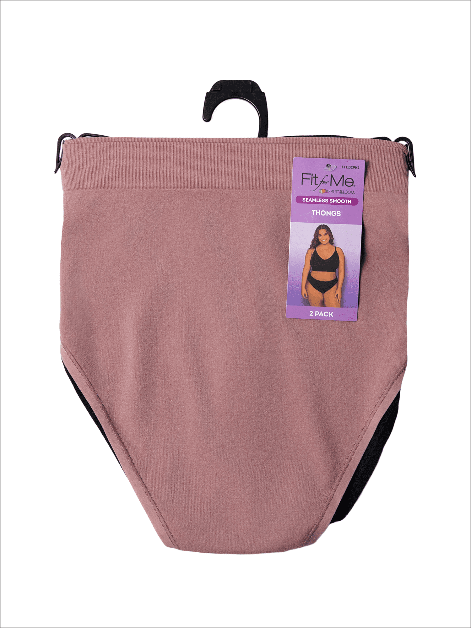 Fit for Me by Fruit of the Loom Women's Plus Size Seamless Thong, 2-Pack, Sizes 1X-4X