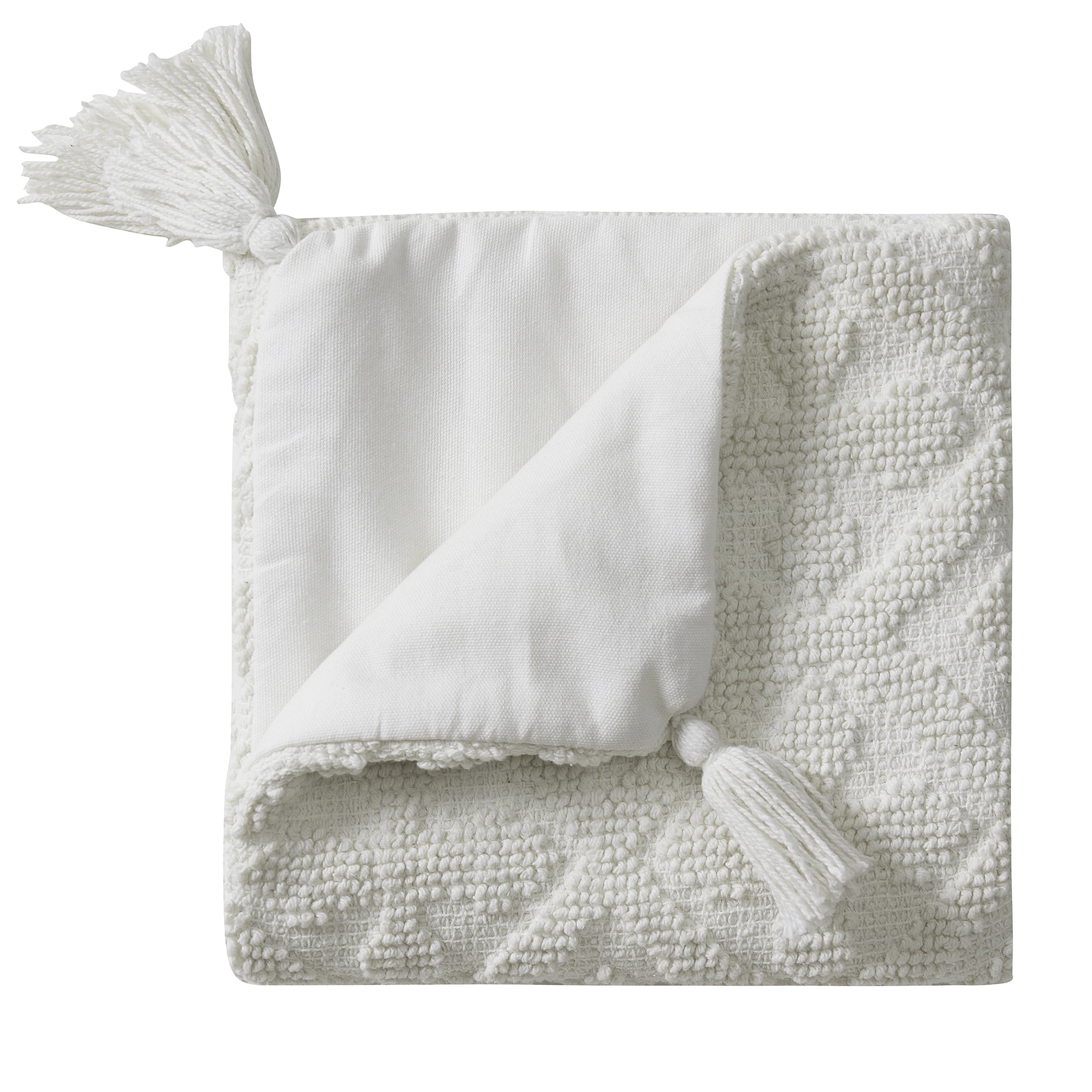 My Texas House Sutton Cotton Tufted Decorative Pillow Cover, 20"x20", Coconut Milk