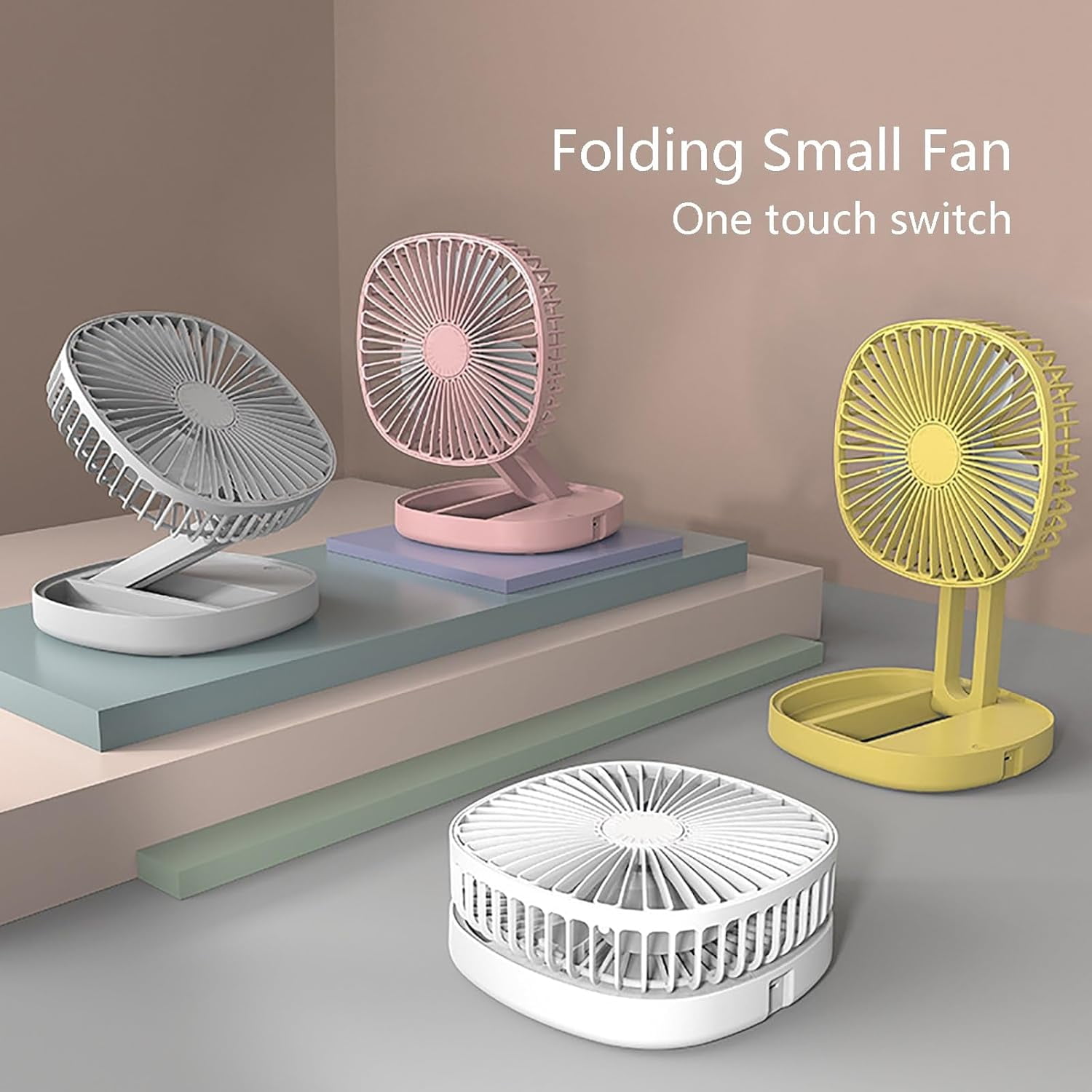 Avoben Portable fan, Thin Handheld Fan, USB Rechargeable Mini Fan, Battery Powered Small Foldable Pocket for Travel, Summer, Gifts for Women, White.