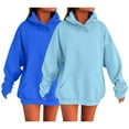 thumbnail image 2 of Womens Hoodies For Women Unisex Fashionable Casual Solid Color Sweatshirts Long Sleeve With Pockets 2Pc Autumn Winter Daily Wear 3Xl Sweatshirt For Women, 2 of 3