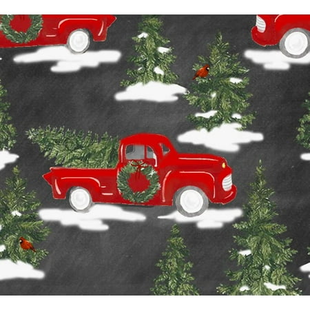 Fabric Editions 72" x 2 yd 100% Cotton Holiday Fresh Trucks Sewing & Craft Fabric, Multi-color