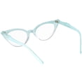thumbnail image 5 of zeroUV Female Women's Retro Rhinestone Embellished Clear Lens Cat Eye Glasses 51mm (Mint / Clear) - 51mm, 5 of 5