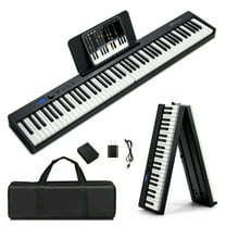 Gymax 88-Key Folding Electric Piano Keyboard Semi Weighted Full Size MIDI Black