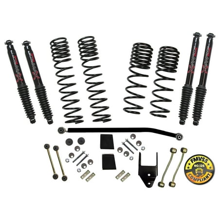 Skyjacker JL35RBPBLT Long Travel Series Suspension Lift Kit w/Shocks; 3.5 in. Lift; Incl. Long Travel Coil Springs; Extended Sway Bar Links; Bump Stop Extensions; Long Travel Black Max Shocks;