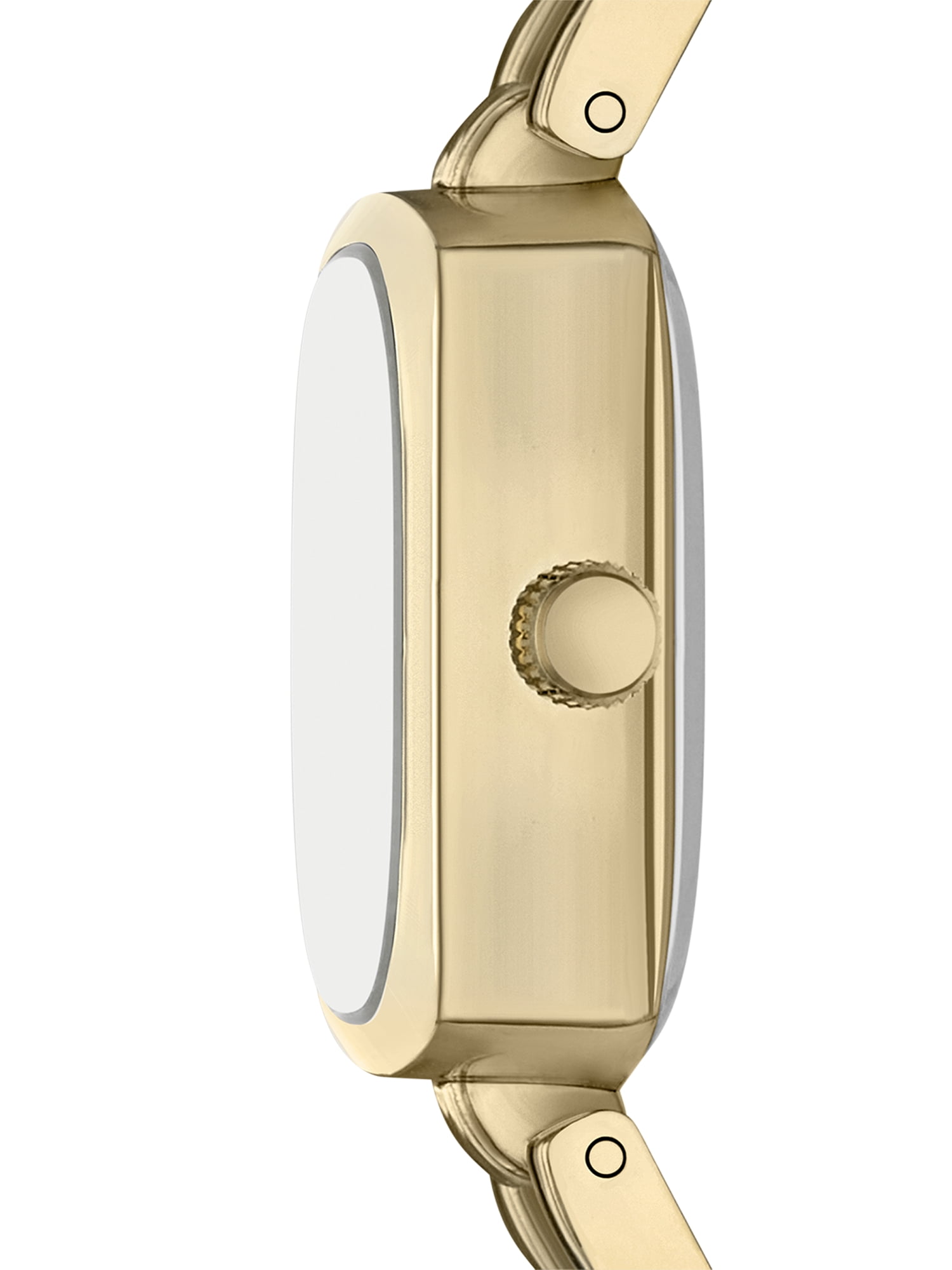 Folio Women’s 2pc Watch & Bracelet Set; 20mm Rectangle Alloy Case, Metal Bracelet, Gold, FMDAL1226