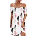 thumbnail image 1 of Moda mujer casual sexy hombro frío impresión verano manga corta vestido Fridja  bnh753, 1 of 4