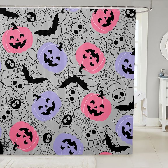 Manfei Cartoon Halloween Shower Curtain 72Wx72L,Spooky Ghost Pattern Bathroom Curtain