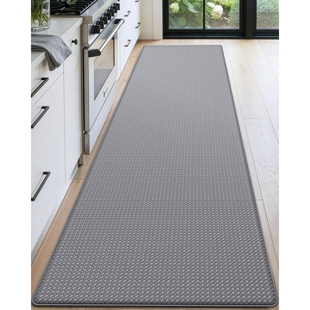 Kitchen Rug Anti Fatigue Mats for Floor, 24x71 Non Skid Cushioned Comfort Standing Desk Waterproof Runner, Grey