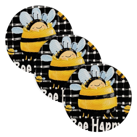 BZSMCE Mats for Pots,Pans Place Bee Sleeping Simple Style Pattern Pot Mats