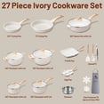 thumbnail image 2 of 27PCS Pots and Pans Set, Nonstick Ceramic Cookware Set, Healthy Kitchen Cooking Set with Gloves, Apron, Silicone Tools & Pot Protectors, Oven & Dishwasher Safe，Ivory, 2 of 8