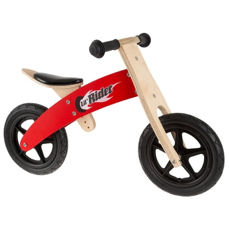 Wooden Balance Bike Ride On with Easy Grip Handles, Rubber Wheels and No Pedals to Learn Balance and Coordination- For Boys and Girls by LilÂ’