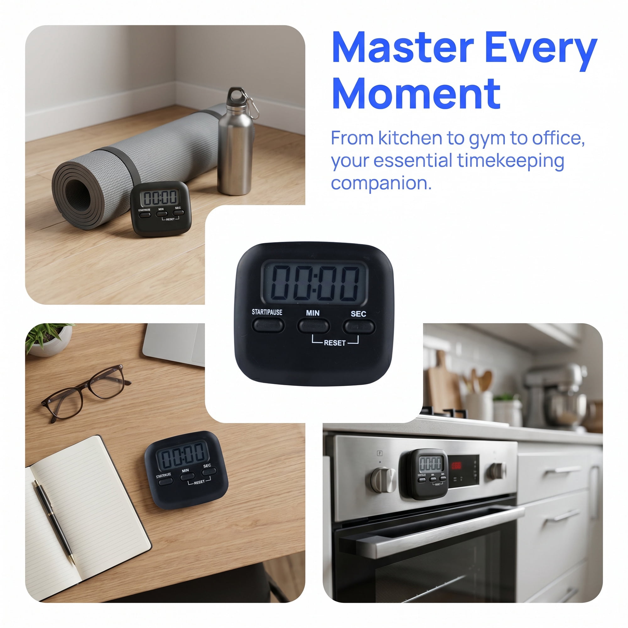 Unique Bargains Digital Loud Alarm Magnetic Backing Timer for Cooking Black
