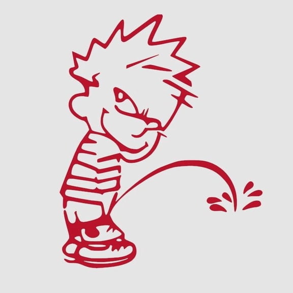 Calvin Pee JDM Vinyl Decal Sticker UV & Waterproof Bumper Window Laptop Automotive Water Bottle Gift accessories – RED 5"
