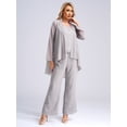 thumbnail image 4 of LiiYii Women 3 Piece Chiffon Pant Suits Plus Size Mother of The Bride Outfits Wedding Guest Dress Suits Evening Party Gowns Gray-B S, 4 of 9