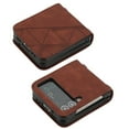 thumbnail image 4 of SaniMore for Samsung Galaxy Z Flip 4 Case, Ultra-Thin PU Leather & Rugged PC Folding Cover Built-in Kickstand & Holder Anti-Scratch Heavy Duty Full Body Protective Shell for Samsung Z Flip 4, Brown, 4 of 6
