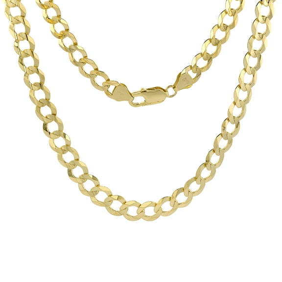 10k Solid Yellow Italian Gold Curb Link Chain Necklace Cadena de Oro 8.4mm 22"