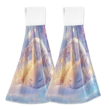 BZSMCE Hanging Hand Towels Fashion Winter Sanctuary Pattern 2-Pack - Velcro Style Bathroom Kitchen Towels