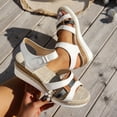 thumbnail image 5 of Dakaela Women's Espadrille Wedge Sandals Flower Ankle Strap Platform Summer Shoes Braided Open Toe Dressy Casual Slip on Sandal Size 6-10 White, 5 of 8