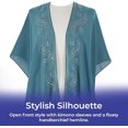 thumbnail image 5 of Sagefinds Shimmering Paisley Border Kimono, Women Chiffon Wrap, Cardigan Cape, Dressy Shawl Cover-up, 5 of 8