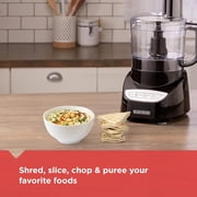 BLACK+DECKER Food Processor and Vegetable Chopper, 8-Cup Capacity, 450W, Stainless Steel Blades, Grate, Shred, Slice, Mince, Puree, Black, FP4100B