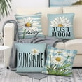thumbnail image 2 of Spring Summer Daisy Flower Decorative Throw Pillow Covers 18 x 18 Set of 4, Sunshine Floral Buffalo Plaid Check Stripes Cushion Case Decor, Just Bloom Farmhouse Decoration for Sofa Couch, 2 of 5