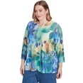 thumbnail image 3 of Alfred Dunner Womens Plus-Size Watercolor Leaves Knit Top, 3 of 4
