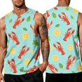 thumbnail image 2 of GrmtClth Mens Tropical Summer Tank Tropical Lobster Lemon Palm Citrus Sleeveless Lightweight Breathable Cruise Vacation Outerwear Accented With Subtle Ocean Graphic Motifs Black S, 2 of 6
