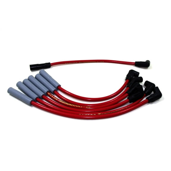 Taylor Cable 84248 Spark Plug Wire Set - ThunderVolt - Spiral Core - 8.20 mm - Red - Straight - HEI Style Terminal Fits select: 1987-1990 JEEP CHEROKEE, 1987-1990 JEEP COMANCHE