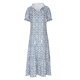 thumbnail image 4 of Puntoco Vestido De Manga Corta Con Cuello En V, Vestido Estampado Con Cuello En V De Manga Corta De Verano Para Mujer Azul S, 4 of 6
