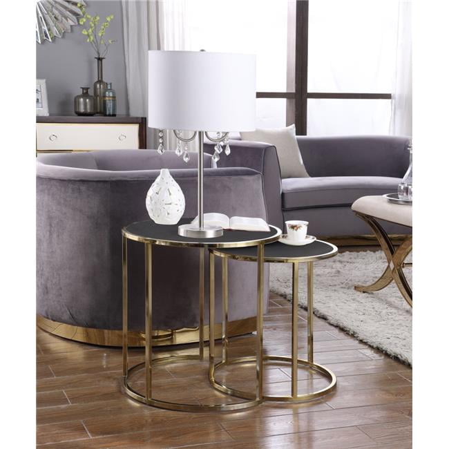 Chic Home Fst2967 Us Olivia Nightstand Side Table 2 Piece Set Gold Gibbous Moon Frame Pu Leather Top 44 Modern Contemporary Black Walmart Canada