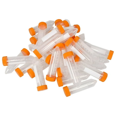 Unique Bargains Unique Bargains 50 Pcs Clear White Plastic 50ml Centrifuge Tubes + Orange Cap