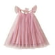 thumbnail image 1 of Odeerbi Niñas Vestido de Tul Con Lentejuelas Vestido de Verano Con Volantes Manga Con Lazo Vestido de Princesa Sin Mangas Cuello Redondo Malla, 1 of 9