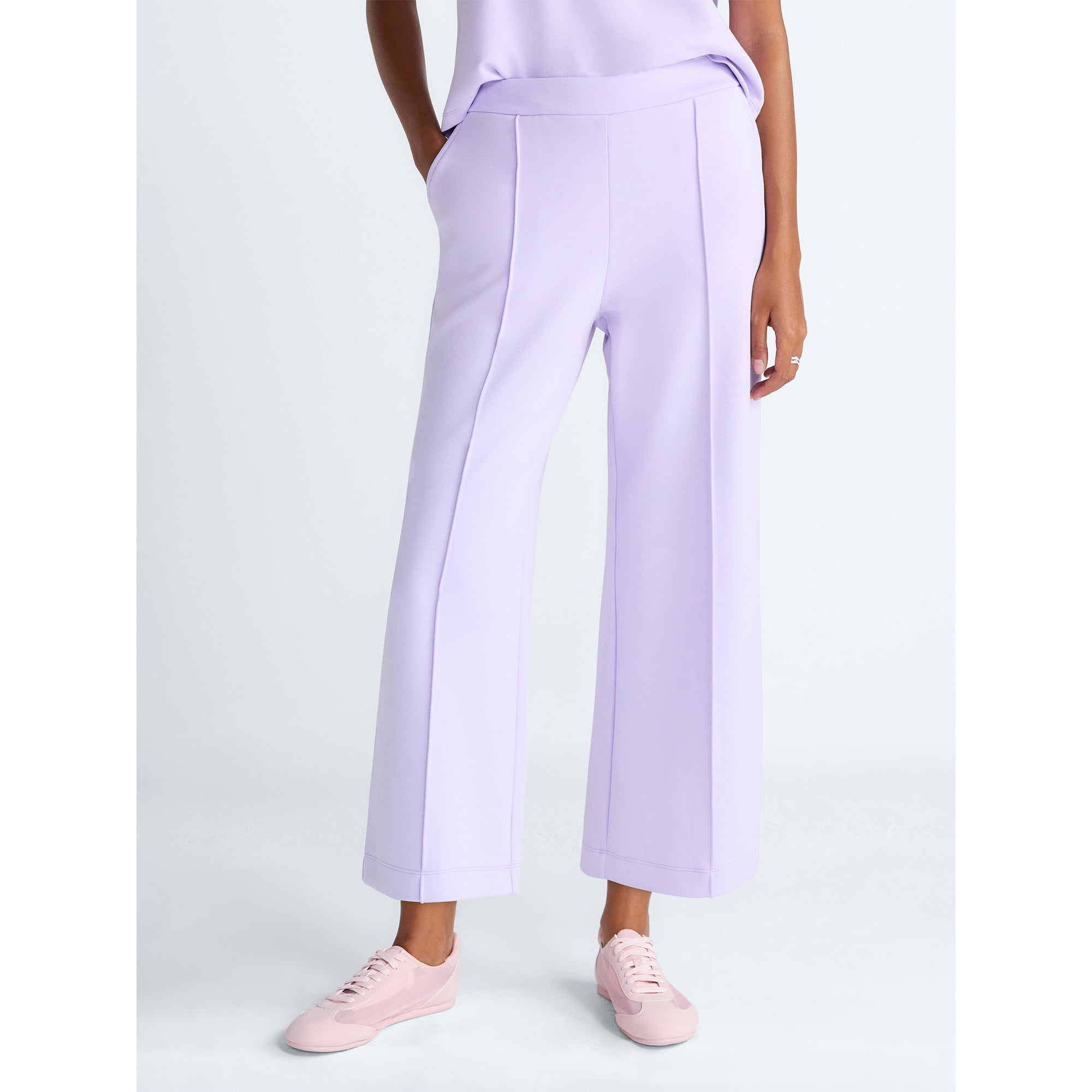 Scoop Women's and Women's Plus Scubaknit Cropped Seamed Pants, 24'' Inseam, Sizes XS-4X