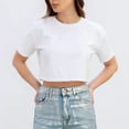 thumbnail image 5 of Drses ‌‌‌‌‌‌‌‌‌‌Women's 2025 Summer Pima Cotton Crop Tee | Loose Fit Athletic Short Sleeve Round Neck Workout Top, 5 of 5