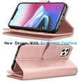 thumbnail image 2 of iPhone 12 Pro and iPhone 12 Wallet Multi Pocket Case - PU Leather Flip Folio Case with 5 Card Holders RFID Blocking Kickstand [Shockproof TPU Inner Shell] Rose Gold Color, 2 of 5