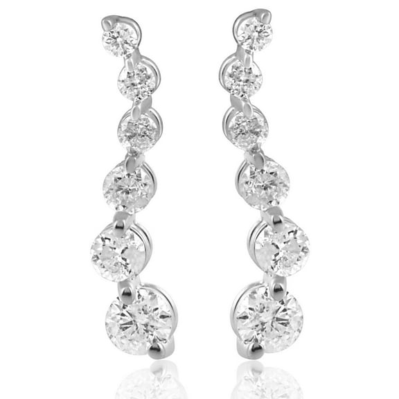 Pompeii Ladies 1/2ct Diamond Journey Earrings 14K White Gold (I/J,I2)