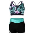 thumbnail image 2 of YONGHS Kids Girls 2 Piece Tankini Swimsuit Sport Crop Top Crisscross Tank with Swimming Shorts Set Lily 16, 2 of 6