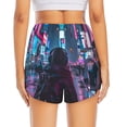 thumbnail image 2 of Lsque Neon Night Cityscape Printed Women's Running Shorts with Liner Pockets,Elastic Quick Dry Workout Athletic Gym Yoga Shorts,Womens High Waist Shorts-X-Large, 2 of 9