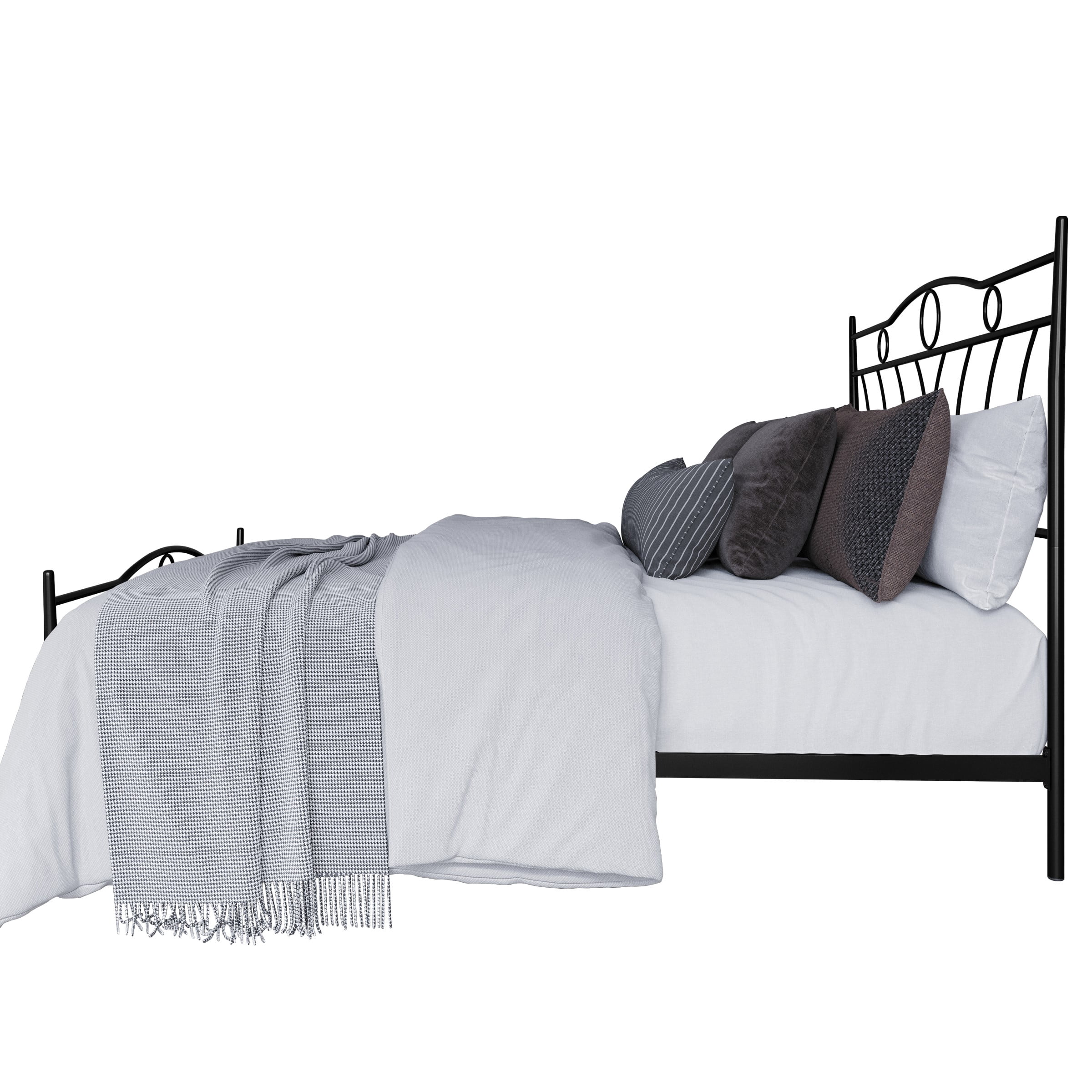 Home Design Shelby King Metal Bed Frame for Adults, Black, Classic Headboard and Footboard Design, Sturdy Frame, Easy Assembly