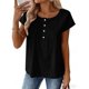thumbnail image 4 of Camisas de Cuello de la Tripulación de Manga Corta para las Mujeres Top Botón de Color Sólido, Camisas de Manga Corta de Verano para las Mujeres Casual Spring Transpirable, 4 of 7