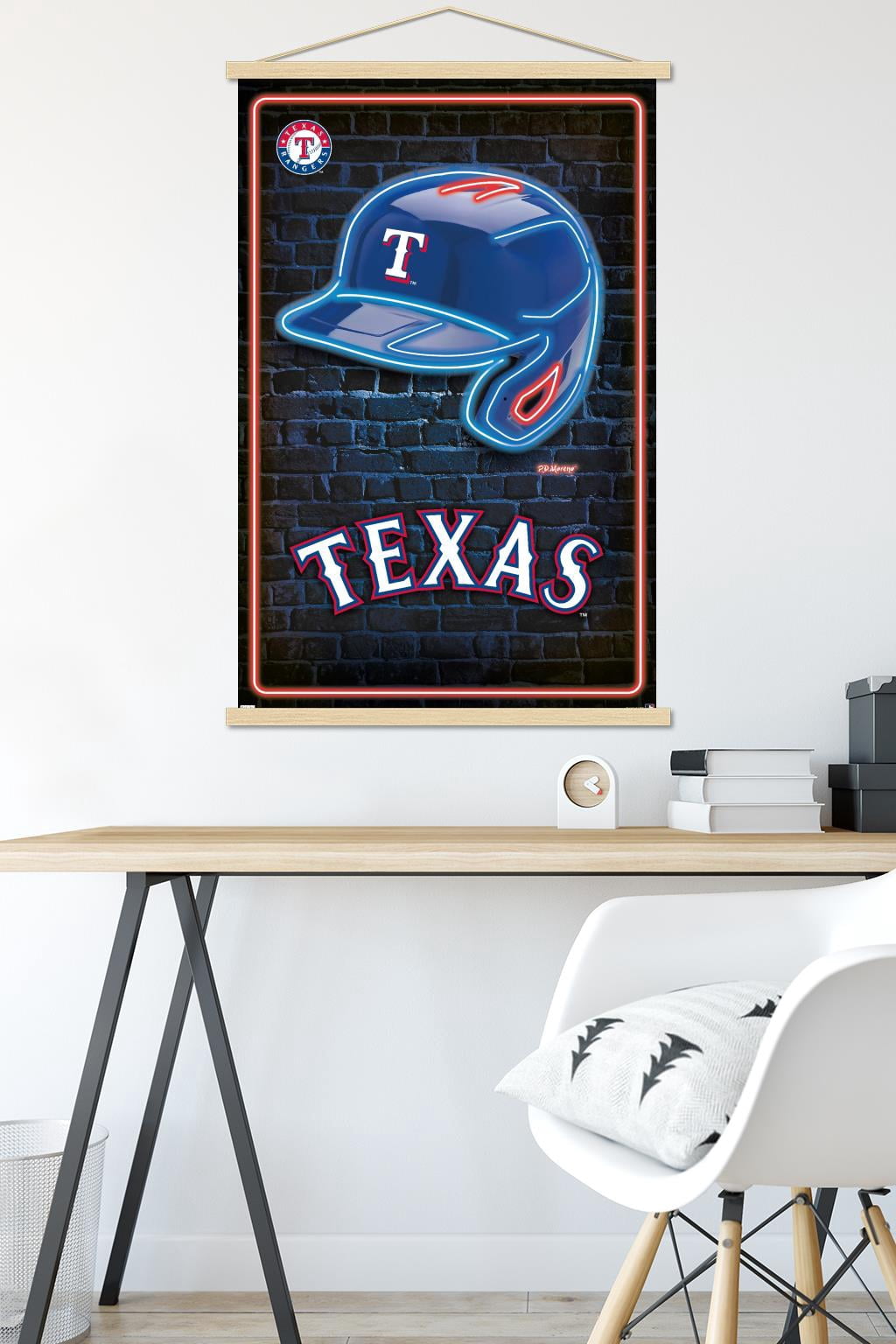 MLB Texas Rangers - Neon Helmet 23 Wall Poster with Magnetic Frame, 22.375" x 34"