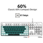 UHM 60% Wired Mechanical Gaming Keyboard,RGB Backlit Mini Keyboard with Blue Switch/Multimedia Keys,Waterproof Small Ultra-Compact 61 Keys Keyboard for PC/Mac Gamer,Typist,Travel,Black&White