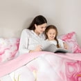 thumbnail image 4 of Homewish Pink Gold Marble Queen Comforter Set,Contemporary Aesthetic Comforter Sets Queen,Pink Reversible,3 Pieces,1 Comforter and 2 Pillowcases, 4 of 7